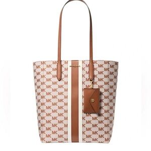 Michael Kors Vincent Large Logo Jacquard Tote Bag with Card Case- NWT Retail$398